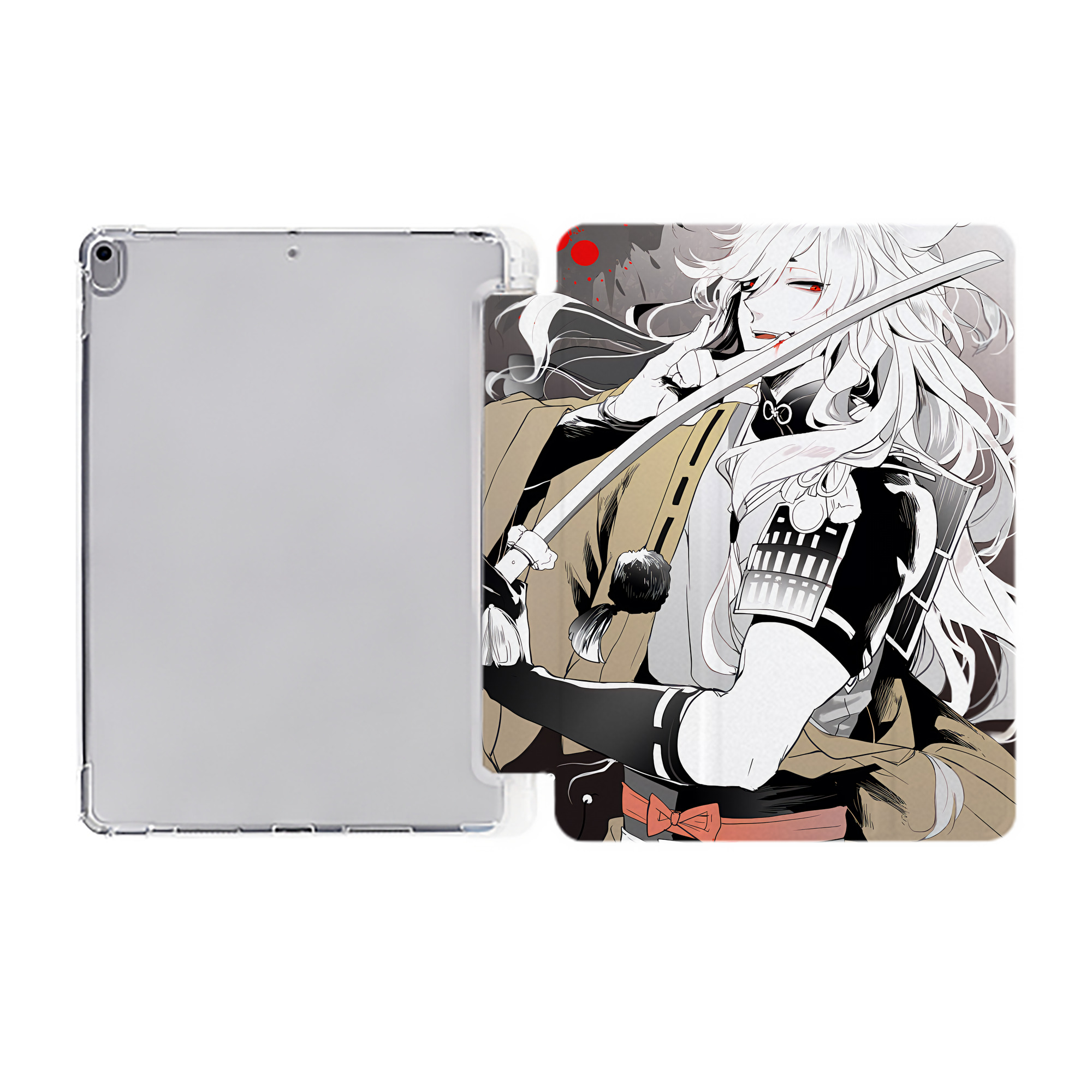 （画像用） 刀剣乱舞 Touken Ranbu IPad ケース ペン収納付き 三つ折りスタンド PUレザー×シリコン 対応機種9.5/10.5/10.9インチ